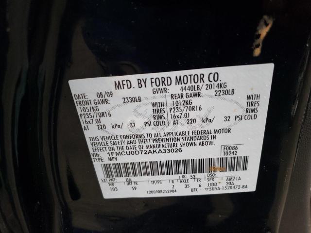 Photo 12 VIN: 1FMCU0D72AKA33026 - FORD ESCAPE XLT 