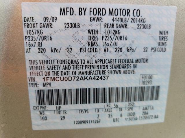 Photo 13 VIN: 1FMCU0D72AKA42437 - FORD ESCAPE 