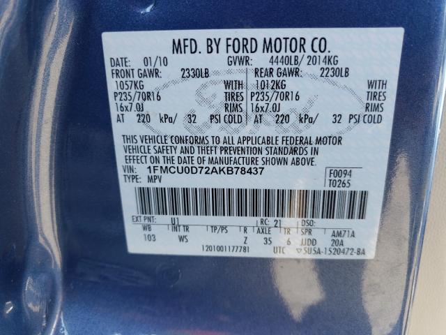 Photo 9 VIN: 1FMCU0D72AKB78437 - FORD ESCAPE XLT 