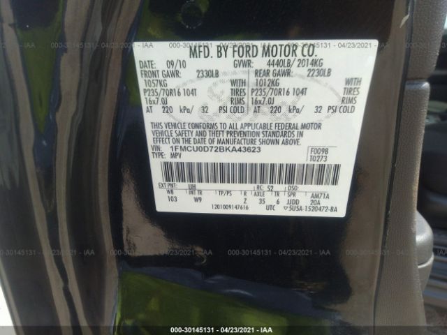 Photo 8 VIN: 1FMCU0D72BKA43623 - FORD ESCAPE 