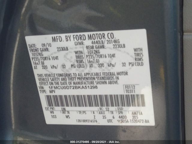 Photo 8 VIN: 1FMCU0D72BKA51298 - FORD ESCAPE 