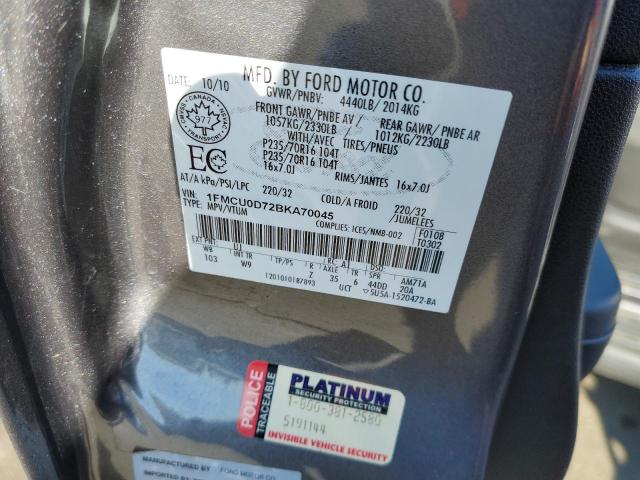 Photo 9 VIN: 1FMCU0D72BKA70045 - FORD ESCAPE XLT 