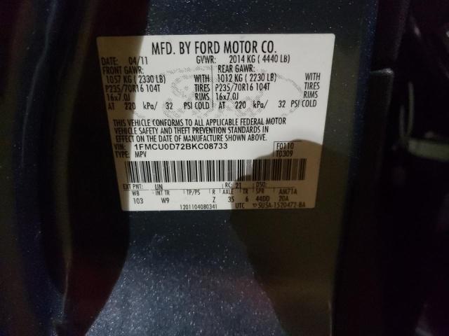 Photo 9 VIN: 1FMCU0D72BKC08733 - FORD ESCAPE XLT 