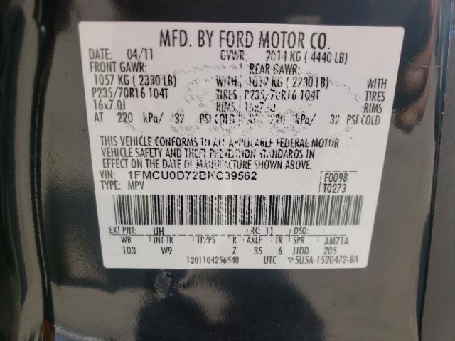 Photo 9 VIN: 1FMCU0D72BKC39562 - FORD ESCAPE XLT 