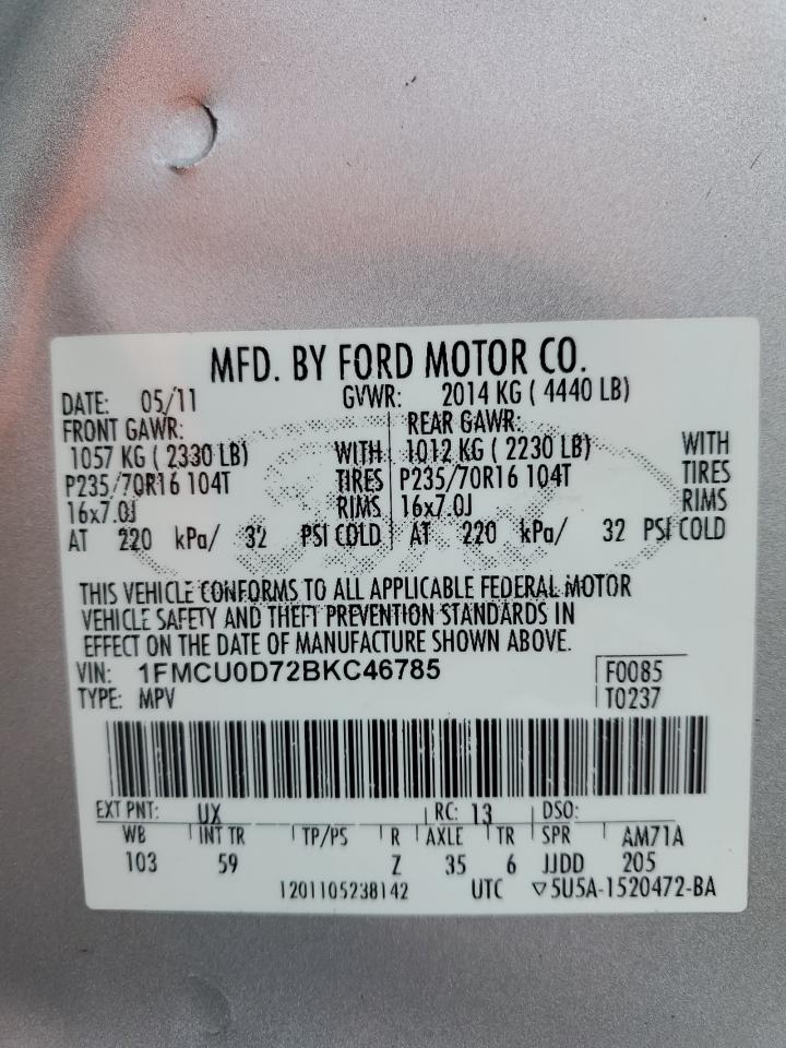 Photo 12 VIN: 1FMCU0D72BKC46785 - FORD ESCAPE 