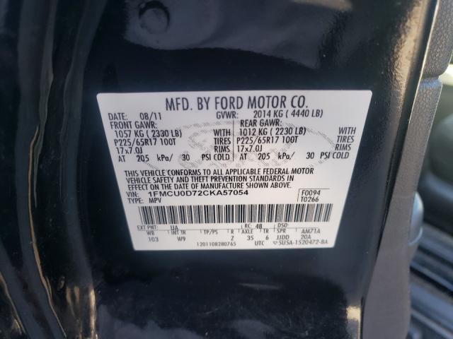 Photo 9 VIN: 1FMCU0D72CKA57054 - FORD ESCAPE XLT 