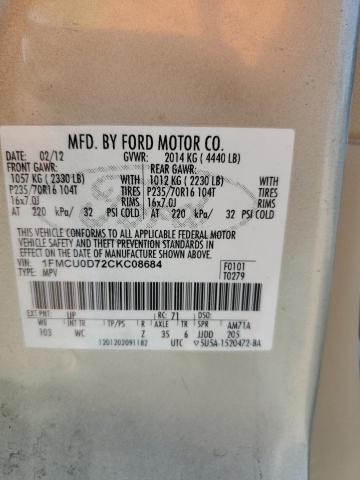 Photo 12 VIN: 1FMCU0D72CKC08684 - FORD ESCAPE XLT 