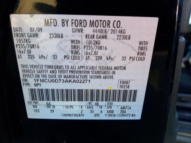 Photo 9 VIN: 1FMCU0D73AKA02271 - FORD ESCAPE XLT 