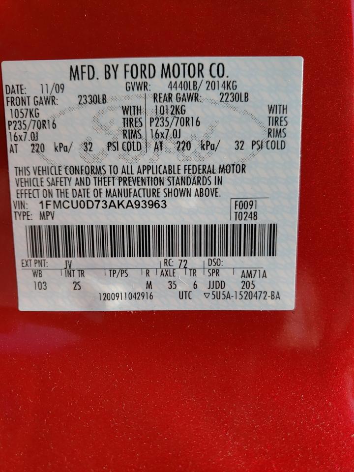 Photo 11 VIN: 1FMCU0D73AKA93963 - FORD ESCAPE 