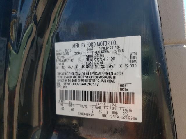 Photo 9 VIN: 1FMCU0D73AKC67143 - FORD ESCAPE XLT 