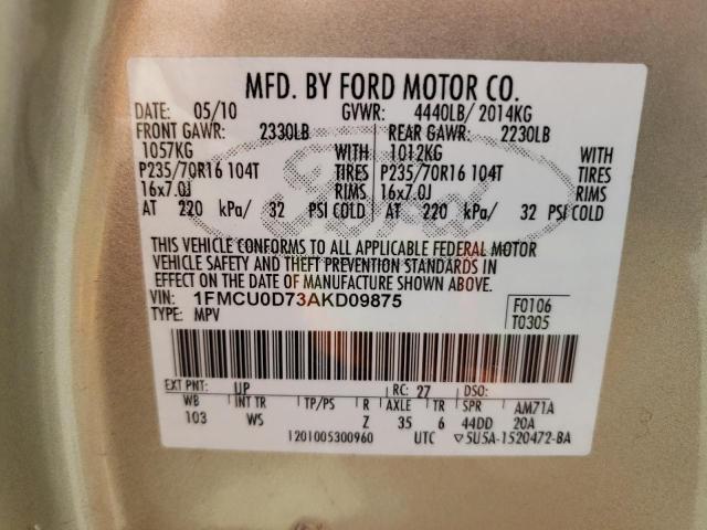 Photo 12 VIN: 1FMCU0D73AKD09875 - FORD ESCAPE 