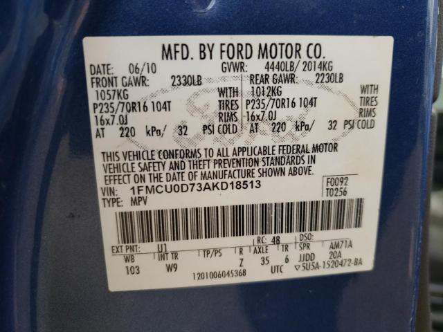 Photo 11 VIN: 1FMCU0D73AKD18513 - FORD ESCAPE XLT 