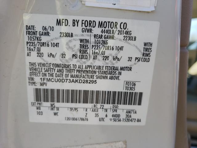 Photo 9 VIN: 1FMCU0D73AKD28295 - FORD ESCAPE XLT 