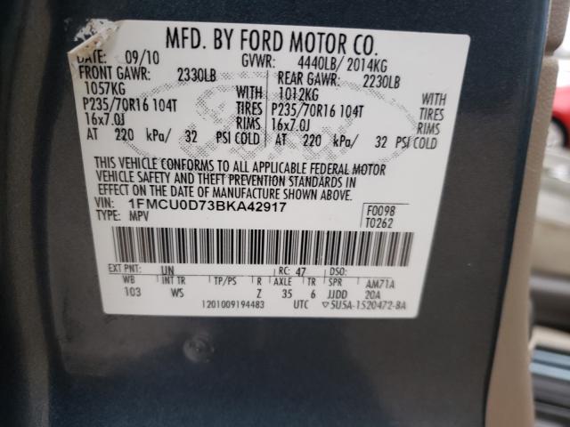 Photo 9 VIN: 1FMCU0D73BKA42917 - FORD ESCAPE XLT 