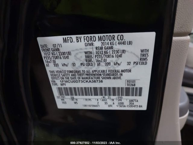 Photo 8 VIN: 1FMCU0D73CKA38738 - FORD ESCAPE 