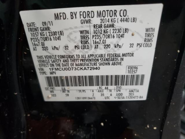 Photo 9 VIN: 1FMCU0D73CKA72940 - FORD ESCAPE XLT 