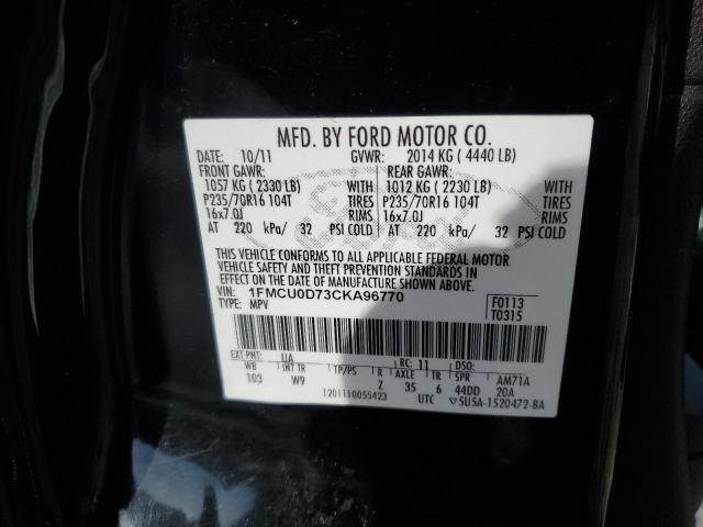 Photo 11 VIN: 1FMCU0D73CKA96770 - FORD ESCAPE XLT 