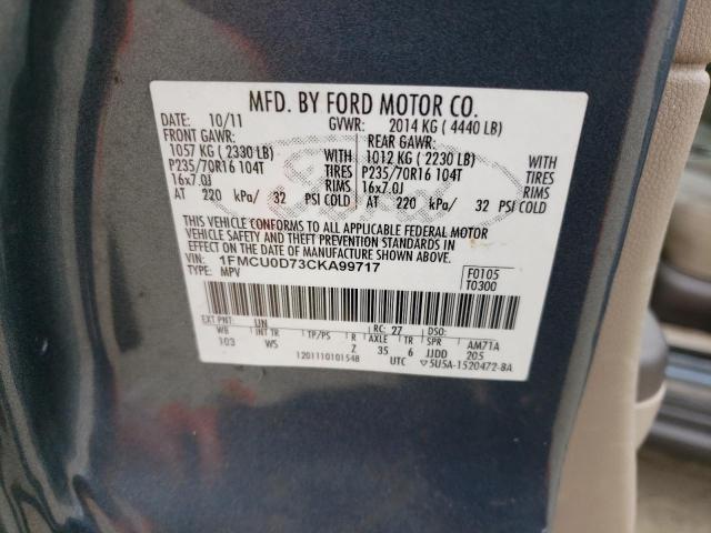 Photo 9 VIN: 1FMCU0D73CKA99717 - FORD ESCAPE XLT 