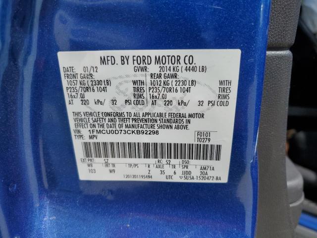 Photo 12 VIN: 1FMCU0D73CKB92298 - FORD ESCAPE 