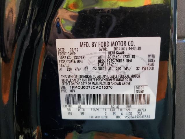 Photo 9 VIN: 1FMCU0D73CKC15370 - FORD ESCAPE XLT 