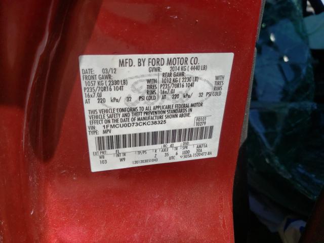 Photo 9 VIN: 1FMCU0D73CKC38325 - FORD ESCAPE XLT 