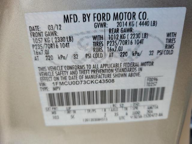 Photo 12 VIN: 1FMCU0D73CKC43508 - FORD ESCAPE 