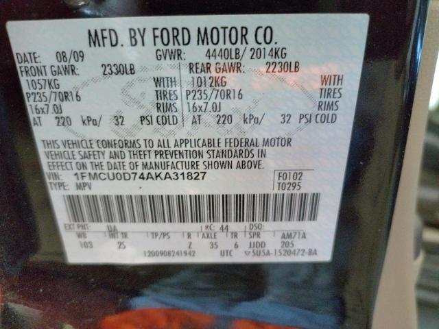 Photo 9 VIN: 1FMCU0D74AKA31827 - FORD ESCAPE XLT 