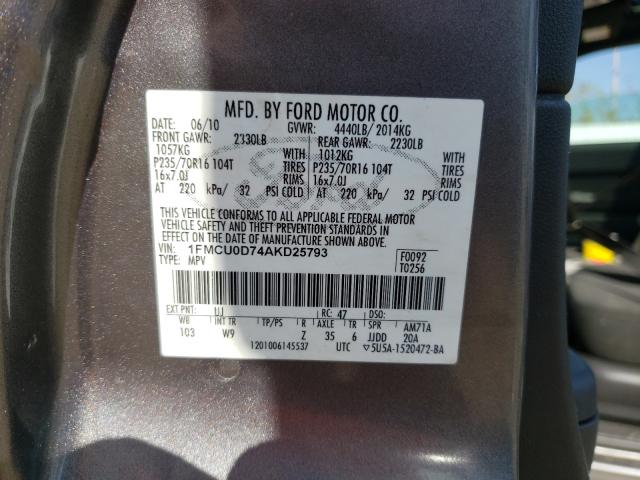 Photo 9 VIN: 1FMCU0D74AKD25793 - FORD ESCAPE XLT 