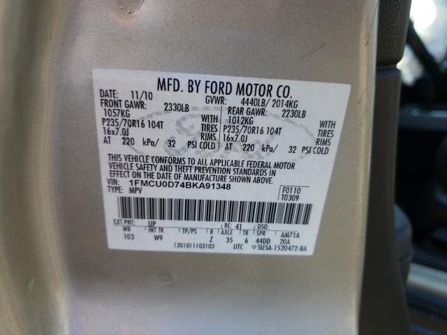 Photo 9 VIN: 1FMCU0D74BKA91348 - FORD ESCAPE XLT 