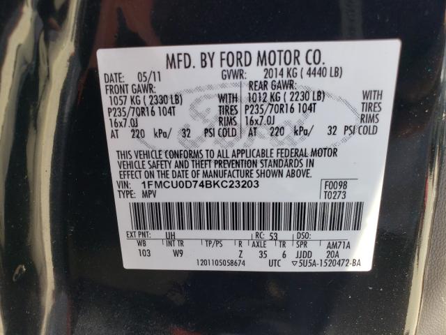 Photo 9 VIN: 1FMCU0D74BKC23203 - FORD ESCAPE XLT 