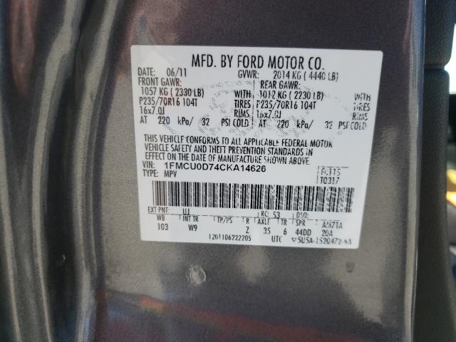 Photo 9 VIN: 1FMCU0D74CKA14626 - FORD ESCAPE XLT 