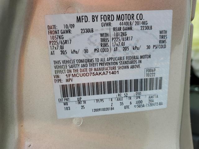 Photo 13 VIN: 1FMCU0D75AKA71401 - FORD ESCAPE XLT 