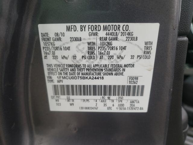 Photo 9 VIN: 1FMCU0D75BKA24418 - FORD ESCAPE XLT 