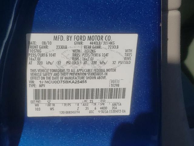 Photo 9 VIN: 1FMCU0D75BKA25455 - FORD ESCAPE XLT 