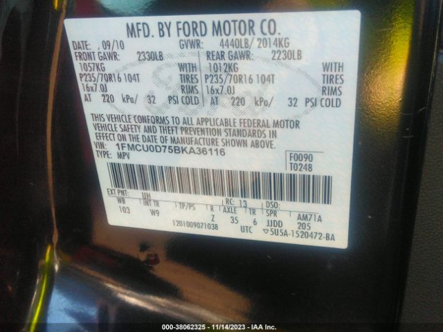 Photo 8 VIN: 1FMCU0D75BKA36116 - FORD ESCAPE 