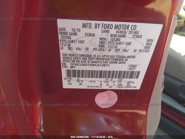 Photo 8 VIN: 1FMCU0D75BKA72873 - FORD ESCAPE 