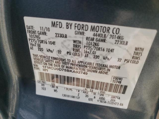 Photo 11 VIN: 1FMCU0D75BKA92749 - FORD ESCAPE XLT 