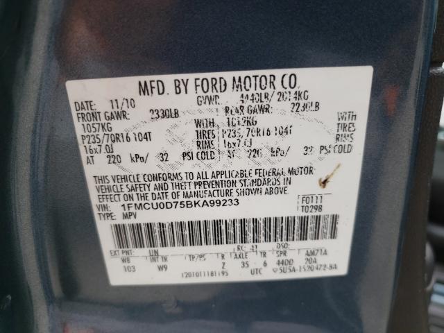 Photo 9 VIN: 1FMCU0D75BKA99233 - FORD ESCAPE XLT 