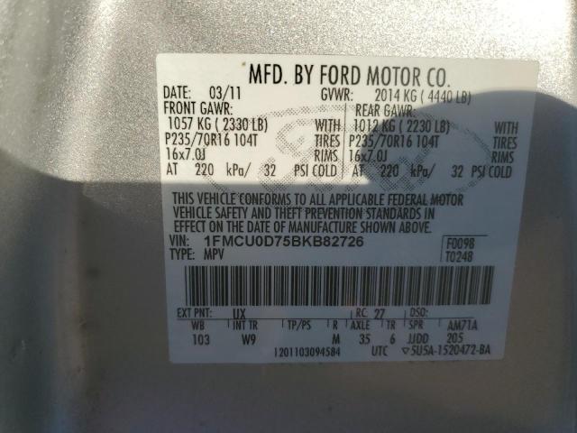 Photo 11 VIN: 1FMCU0D75BKB82726 - FORD ESCAPE XLT 