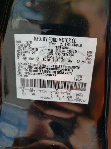 Photo 9 VIN: 1FMCU0D75CKA87231 - FORD ESCAPE XLT 