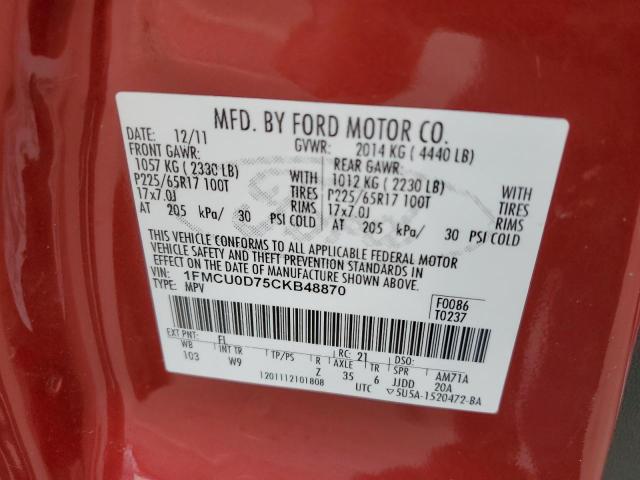 Photo 11 VIN: 1FMCU0D75CKB48870 - FORD ESCAPE XLT 