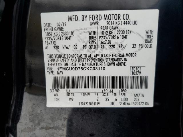 Photo 12 VIN: 1FMCU0D75CKC03110 - FORD ESCAPE 