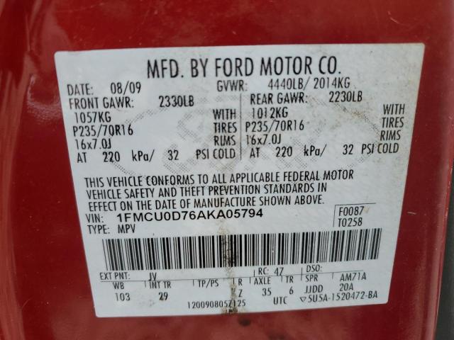 Photo 13 VIN: 1FMCU0D76AKA05794 - FORD ESCAPE XLT 