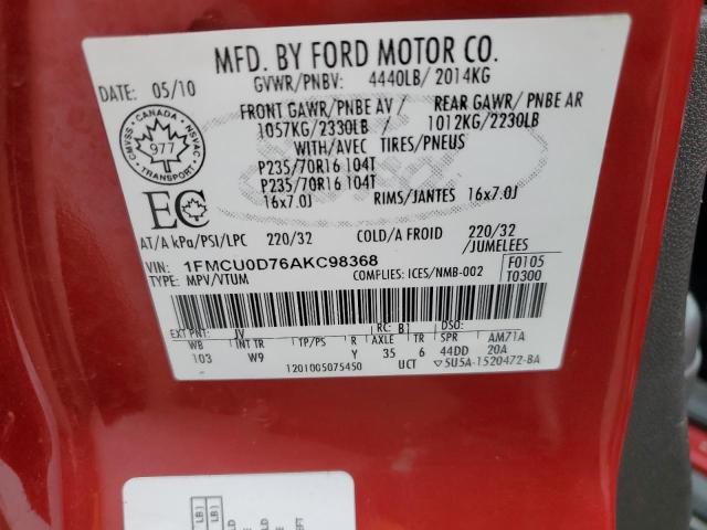 Photo 13 VIN: 1FMCU0D76AKC98368 - FORD ESCAPE 