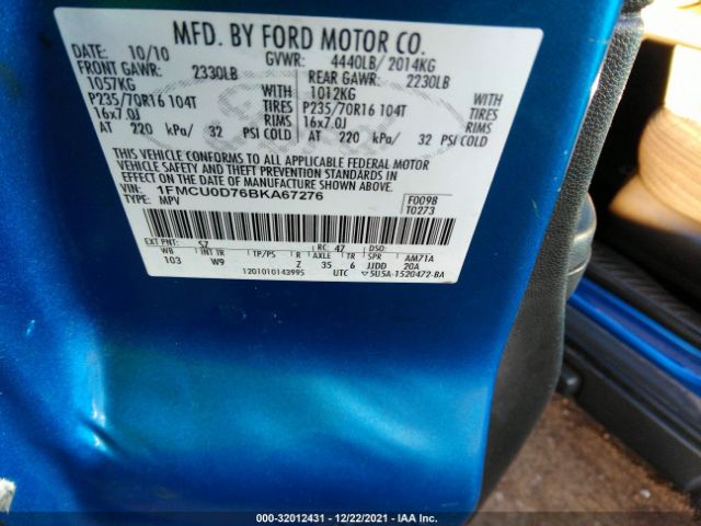 Photo 8 VIN: 1FMCU0D76BKA67276 - FORD ESCAPE 