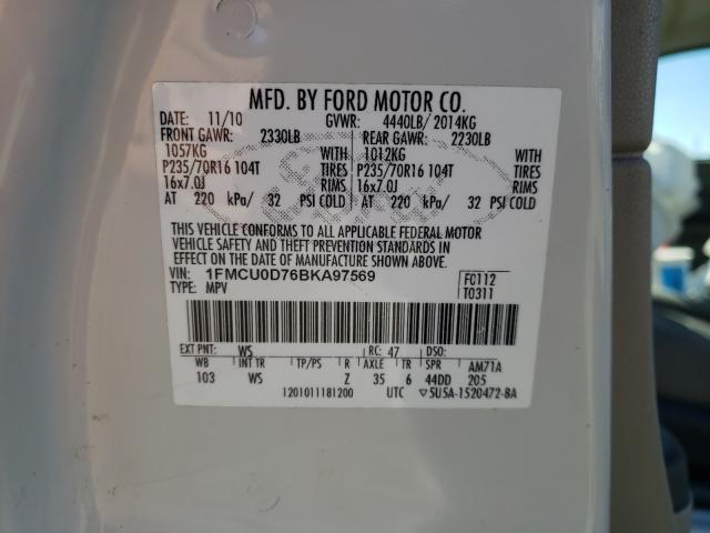 Photo 9 VIN: 1FMCU0D76BKA97569 - FORD ESCAPE XLT 