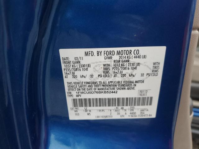 Photo 12 VIN: 1FMCU0D76BKB52442 - FORD ESCAPE XLT 