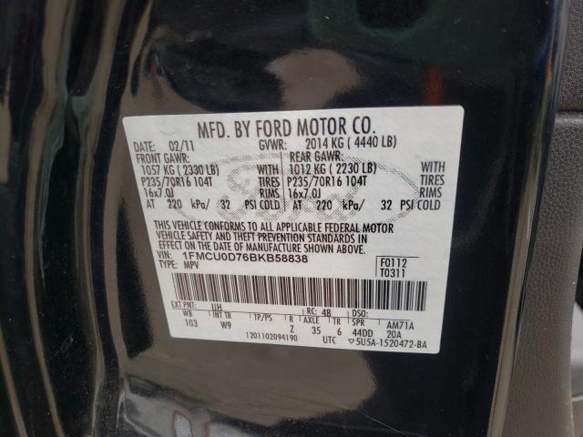 Photo 9 VIN: 1FMCU0D76BKB58838 - FORD ESCAPE XLT 