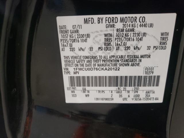 Photo 9 VIN: 1FMCU0D76CKA20122 - FORD ESCAPE XLT 