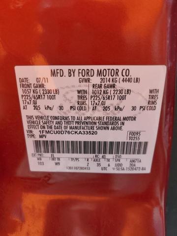 Photo 11 VIN: 1FMCU0D76CKA33520 - FORD ESCAPE XLT 